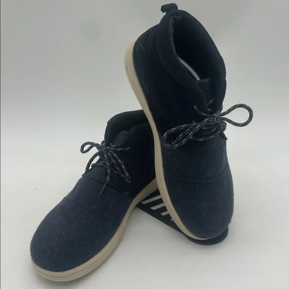 Lamo Koen Mid Navy Blue Chukka Boots Men's Size 12 Wool Suede Lace Up